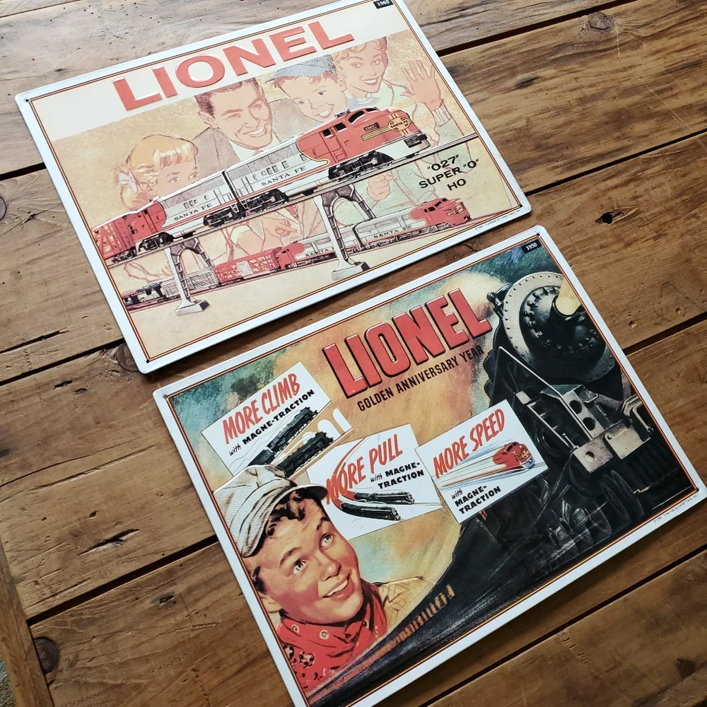 Lionel Train Vintage Looking Metal Wall Art Set of 2